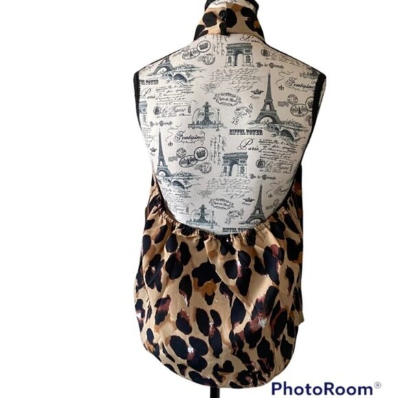 New Bohemian Summery Leopard Print Halter Top - Picture 3 of 6